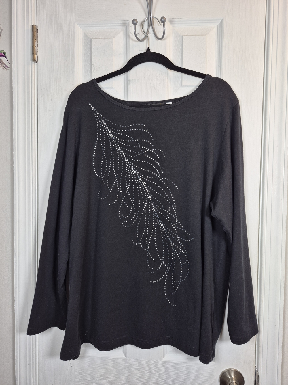 Bob Mackie Wearable Art Black Rhinestone Feather Topo 1X Bling Whimsygoth